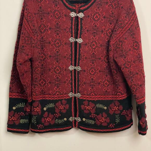 Vintage XL Frost long sleeve jacket embroidered floral cottagecore knit cardigan - Picture 3 of 12